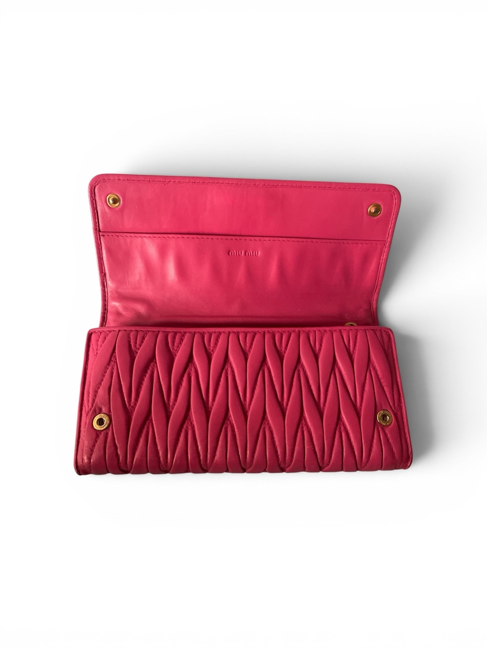Miu Miu Matelassé Nappa Leather Wallet & 6-Ring Key Case Set - Pink/Fuschia - Picture 7 of 14